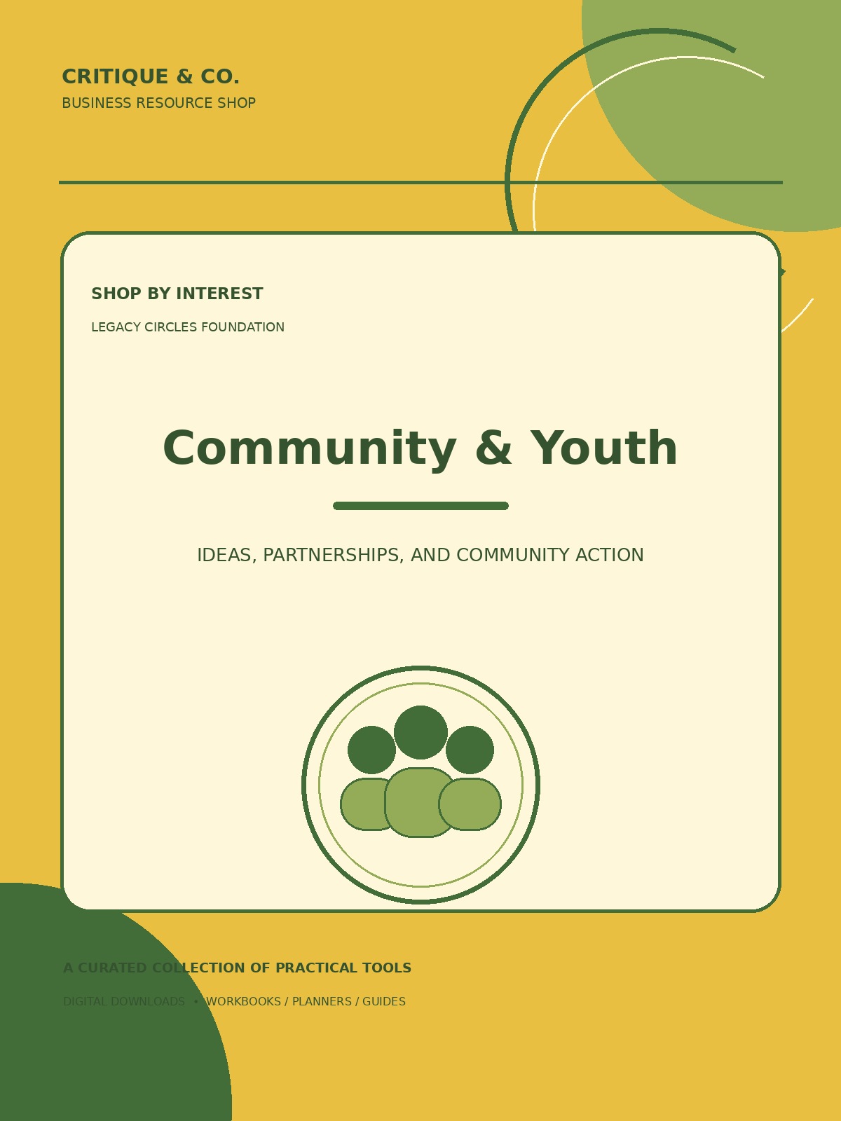 Legacy Circles Community and Youth collection cover in yellow and green